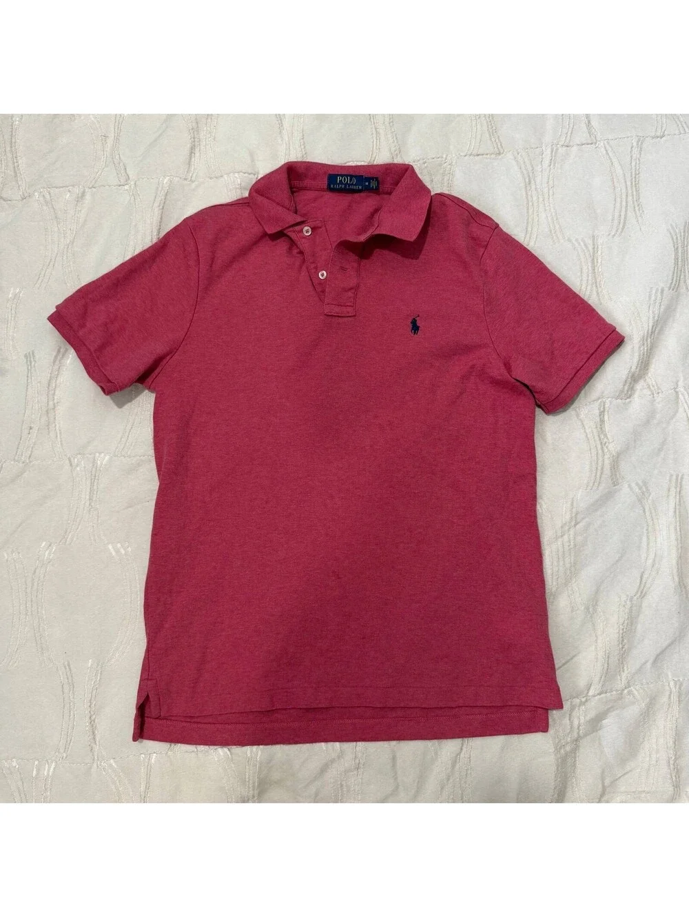 Polo Ralph Lauren Men's Pink  Polo Shirt Short Sleeve 100% Cotton Size 5 Large
